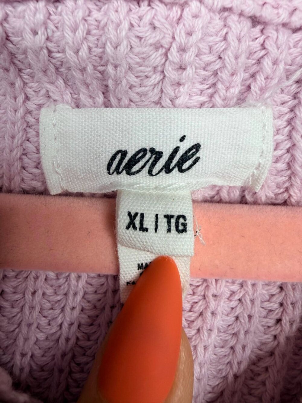2/$30 Aerie Chunky Ribbed Quarter Zip Sweater Drop Shoulders Lilac XL #A3269 - Picture 6 of 10